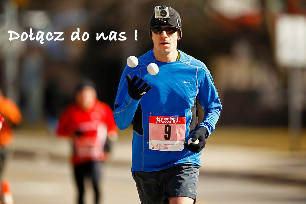 joggling biegacz 2 z napisem